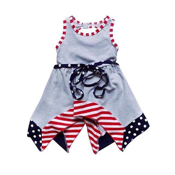 Stars and Stripes Patriotic Red White Blue American Holiday Pride July 4 Dress - Picture 1 of 8